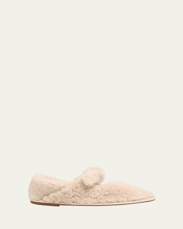 Llasada Curly Shearling Bow Flats